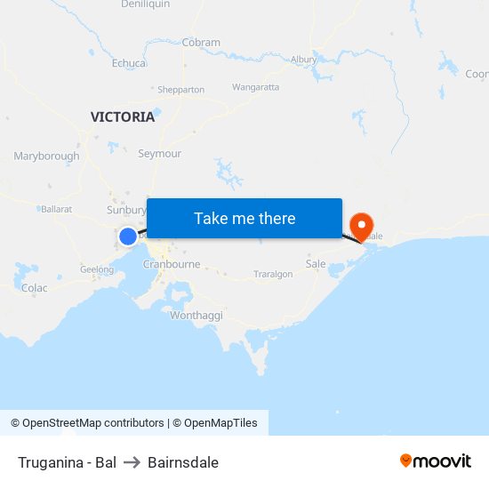 Truganina - Bal to Bairnsdale map