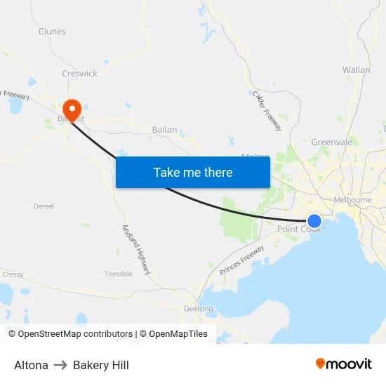 Altona to Bakery Hill map