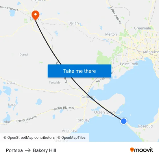 Portsea to Bakery Hill map