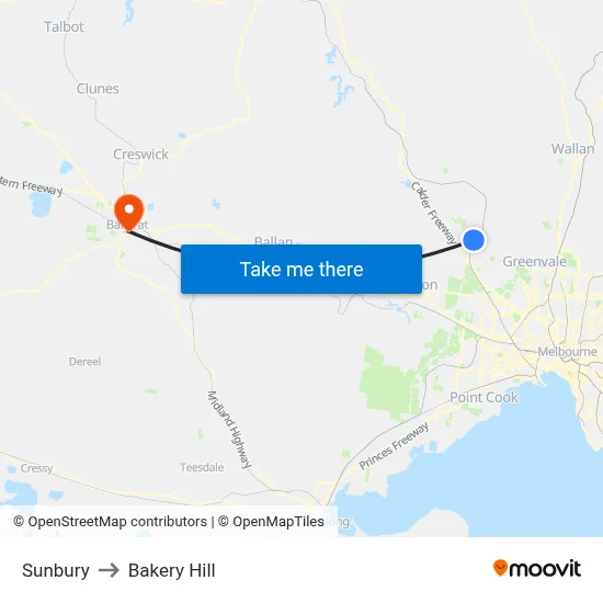 Sunbury to Bakery Hill map