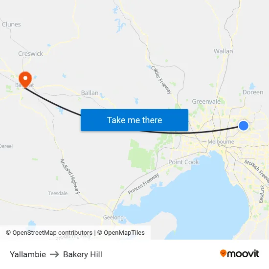 Yallambie to Bakery Hill map