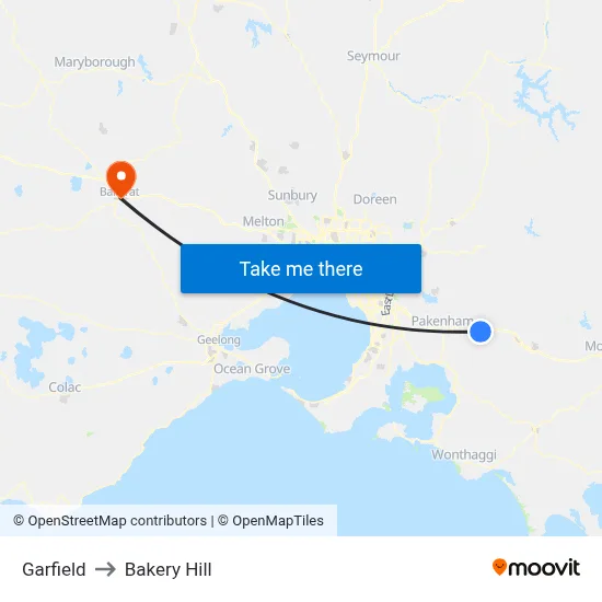 Garfield to Bakery Hill map