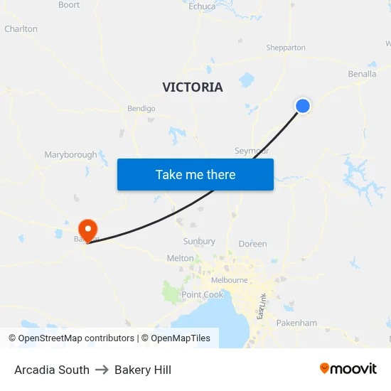 Arcadia South to Bakery Hill map