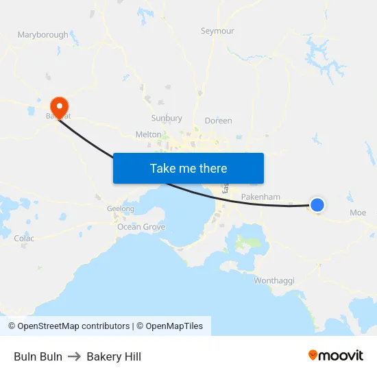 Buln Buln to Bakery Hill map