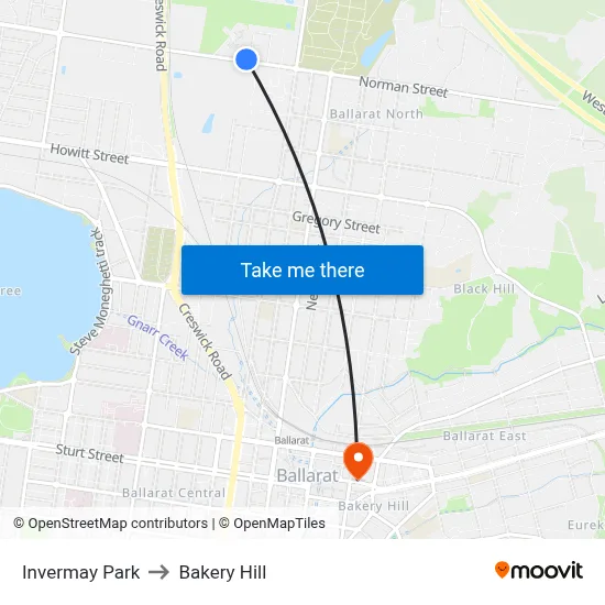 Invermay Park to Bakery Hill map