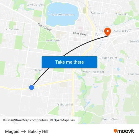 Magpie to Bakery Hill map