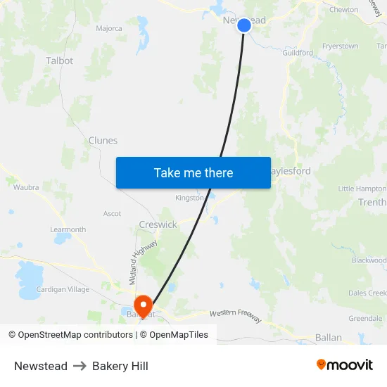 Newstead to Bakery Hill map