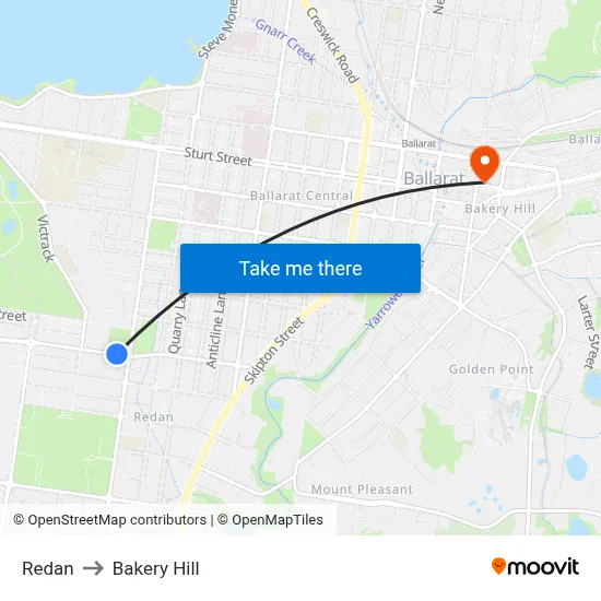 Redan to Bakery Hill map