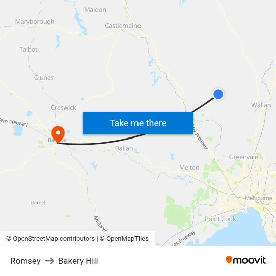 Romsey to Bakery Hill map