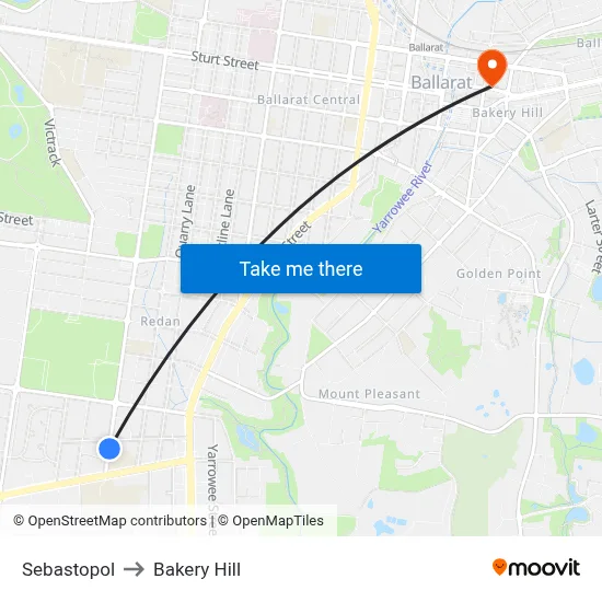 Sebastopol to Bakery Hill map