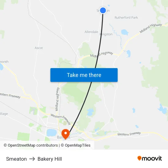 Smeaton to Bakery Hill map