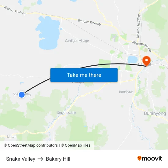 Snake Valley to Bakery Hill map
