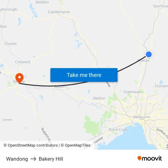 Wandong to Bakery Hill map