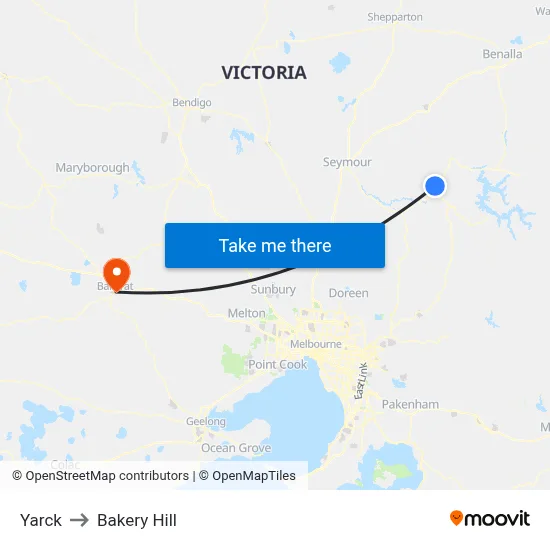 Yarck to Bakery Hill map