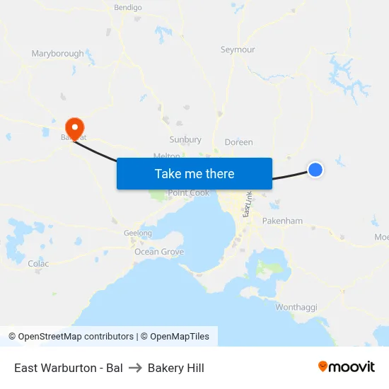 East Warburton - Bal to Bakery Hill map