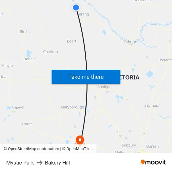 Mystic Park to Bakery Hill map
