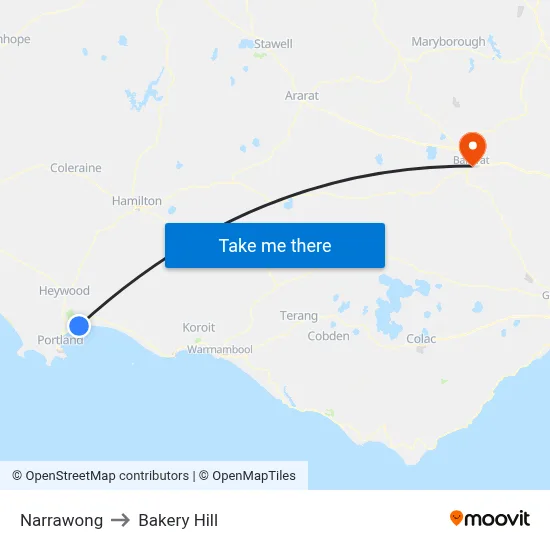 Narrawong to Bakery Hill map
