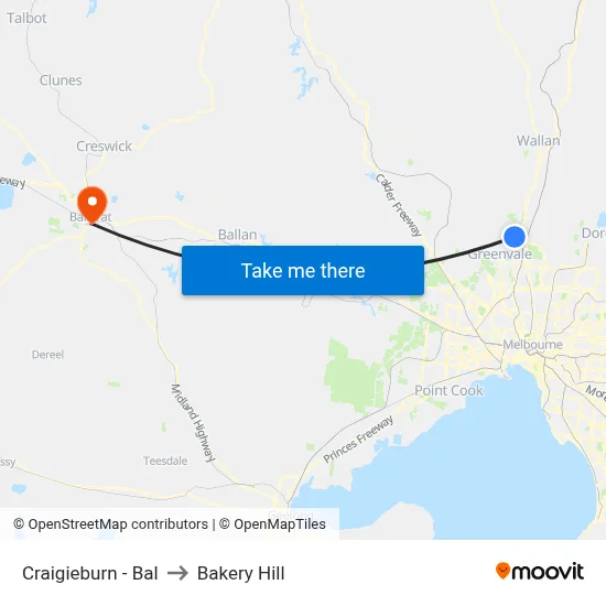 Craigieburn - Bal to Bakery Hill map