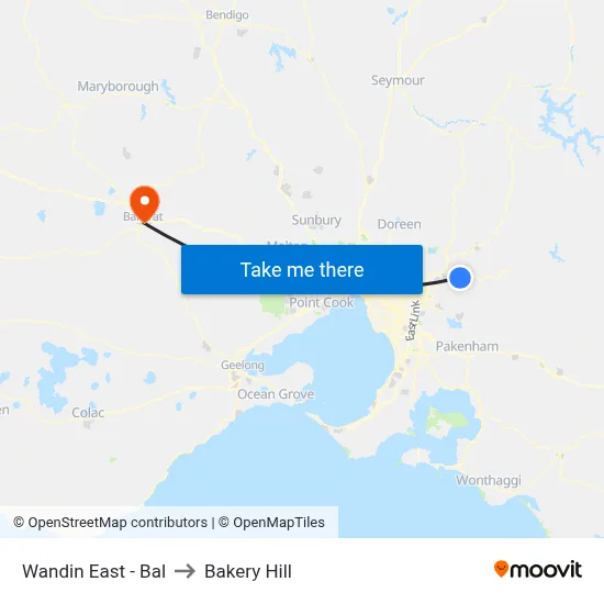 Wandin East - Bal to Bakery Hill map
