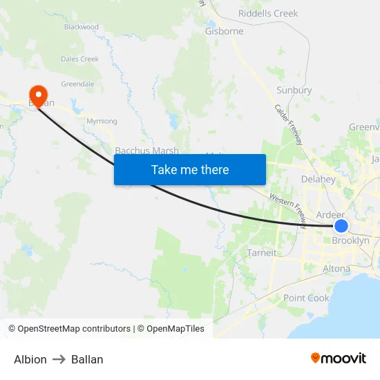 Albion to Ballan map