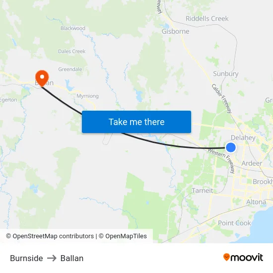 Burnside to Ballan map