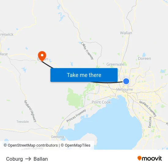 Coburg to Ballan map