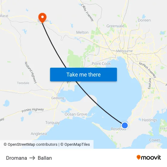 Dromana to Ballan map