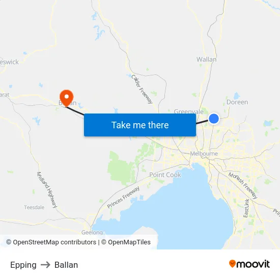 Epping to Ballan map