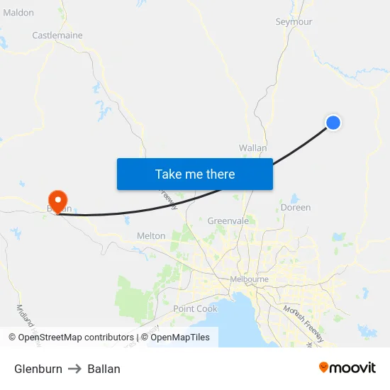 Glenburn to Ballan map