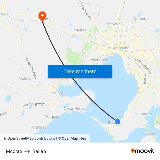 Mccrae to Ballan map