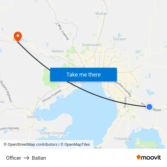Officer to Ballan map