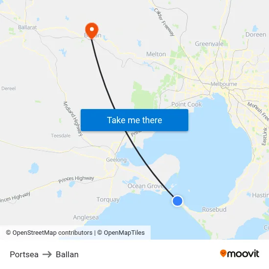 Portsea to Ballan map