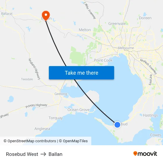 Rosebud West to Ballan map