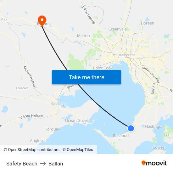 Safety Beach to Ballan map