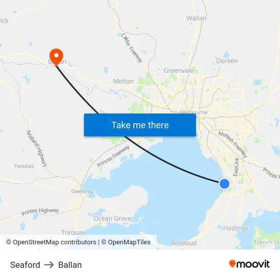 Seaford to Ballan map