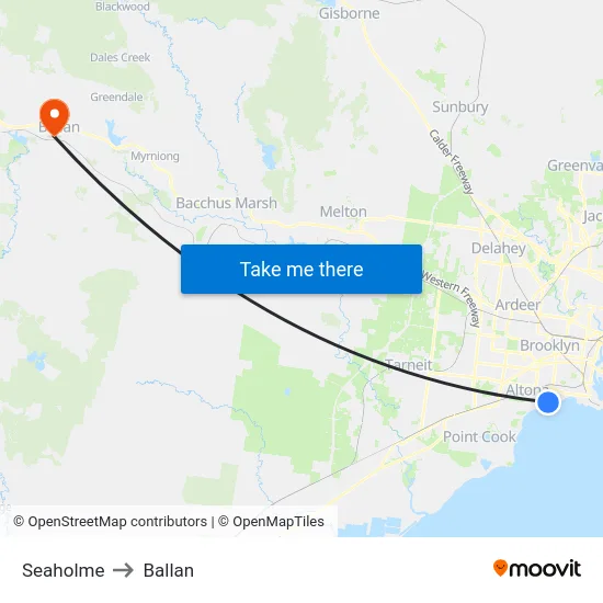 Seaholme to Ballan map