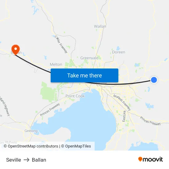 Seville to Ballan map