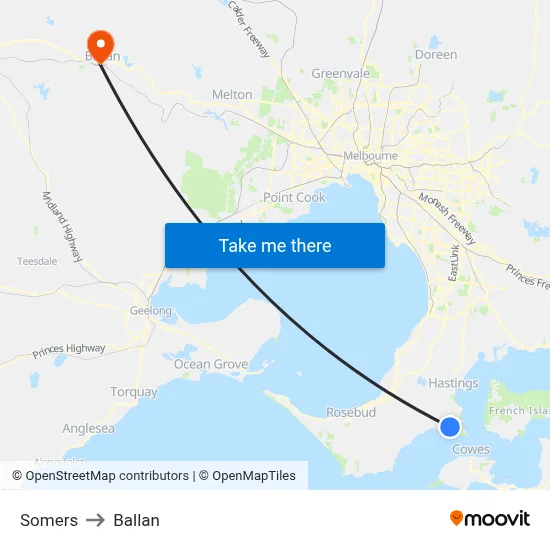 Somers to Ballan map