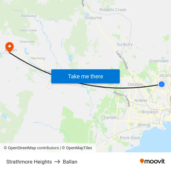 Strathmore Heights to Ballan map