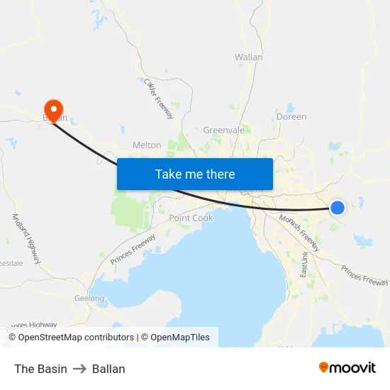The Basin to Ballan map