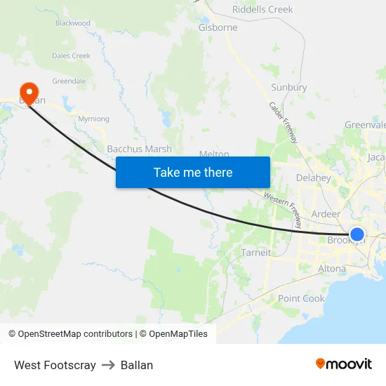 West Footscray to Ballan map