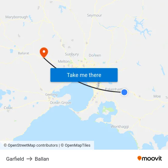 Garfield to Ballan map