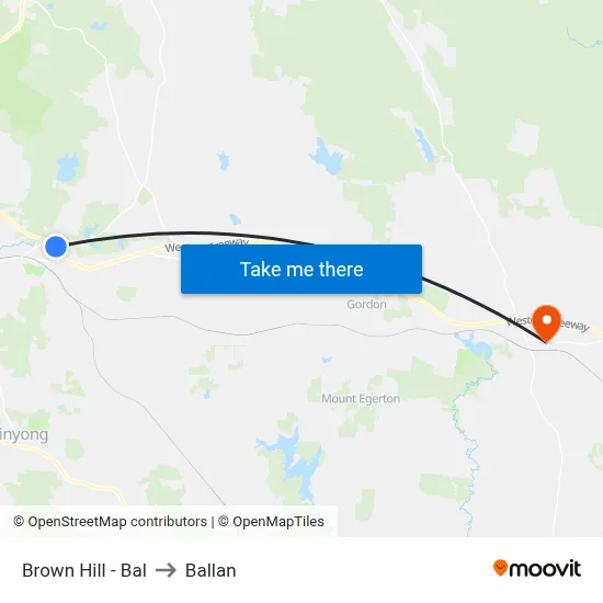 Brown Hill - Bal to Ballan map