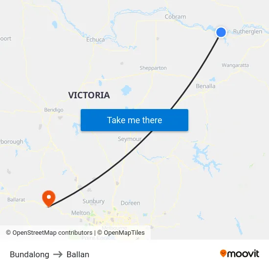 Bundalong to Ballan map