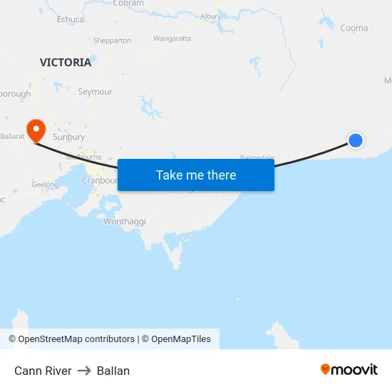 Cann River to Ballan map
