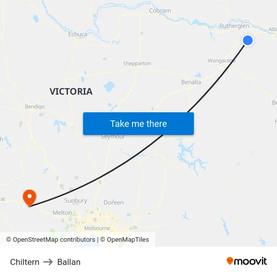 Chiltern to Ballan map