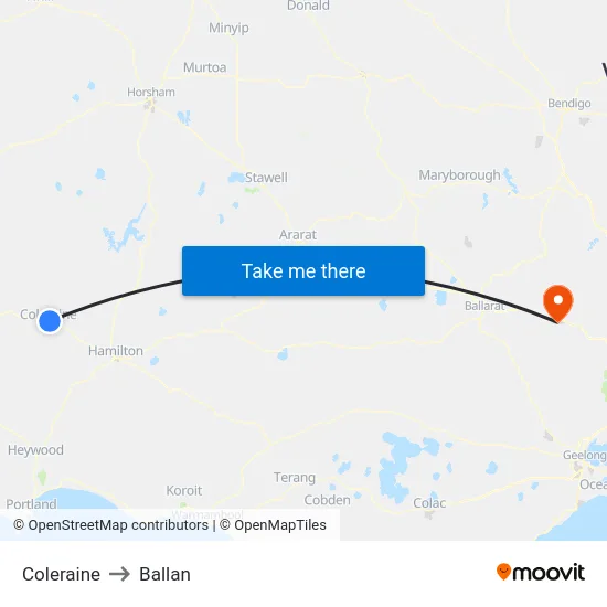 Coleraine to Ballan map