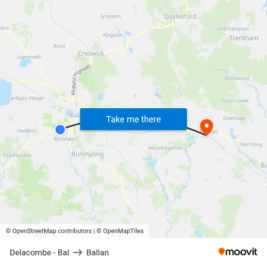 Delacombe - Bal to Ballan map