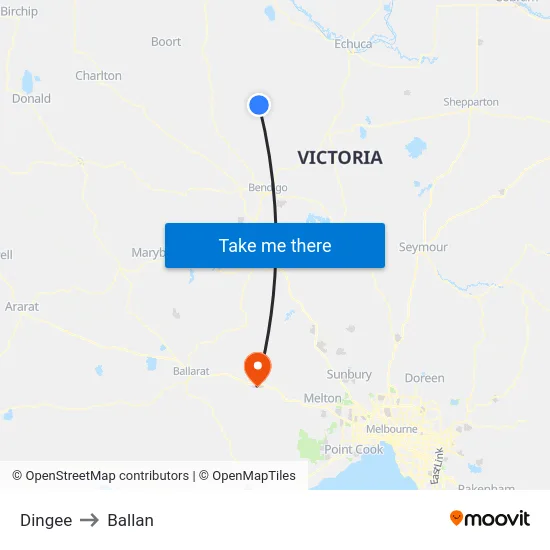 Dingee to Ballan map