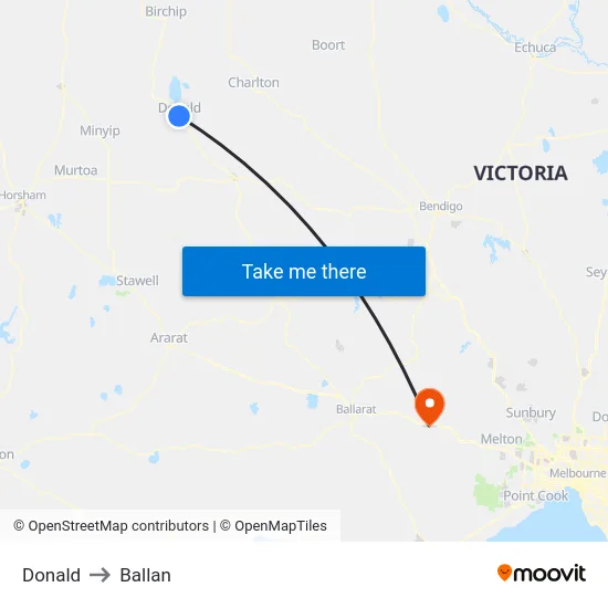 Donald to Ballan map